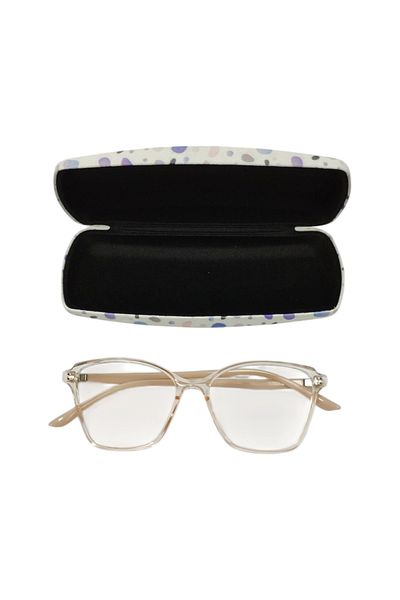 bonjorno aksesuar Oval Patterned Glasses Case for Optical Frame (Solid) with Cleaning Cloth Gift