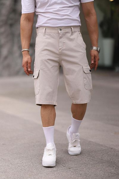 comstar Men's Slim Fit Cargo Pocket Capri Shorts