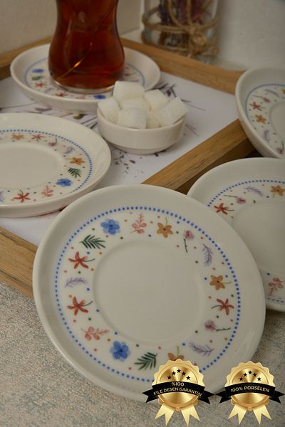 Heda Porselen 6 Pieces 12cm Porcelain Tea Plate - Off White