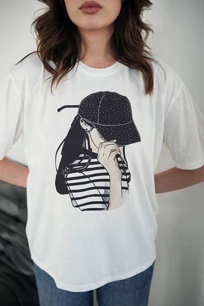Fiori Tricou cu imprimeu Stoned Hat Girl