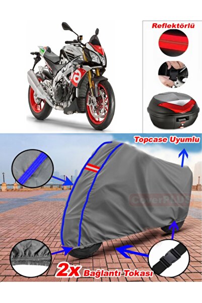CoverPlus أزرق مخيط رمادي Aprilia Tuono V4 1100 Factory Tarpaulin Topcase حقي...