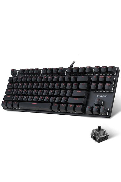 Rapoo Mechanical Gaming Keyboard, V500 Alloy Wired Keyboard with Black Switches for Game Players, Qu
