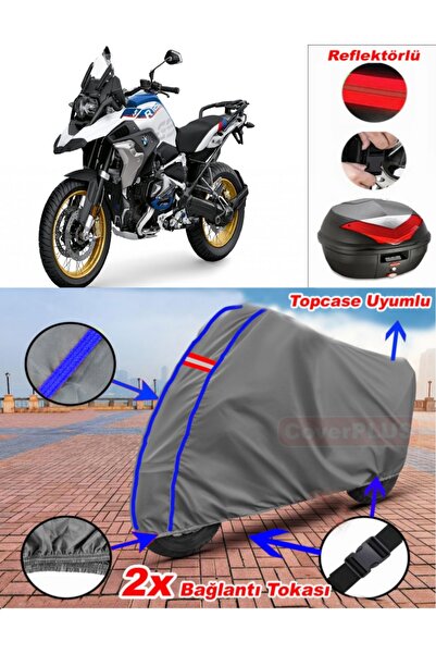 CoverPlus Blue Stitched Gray Bmw R 1250 Gs Tarpaulin Topcase Rear Bag Compati...