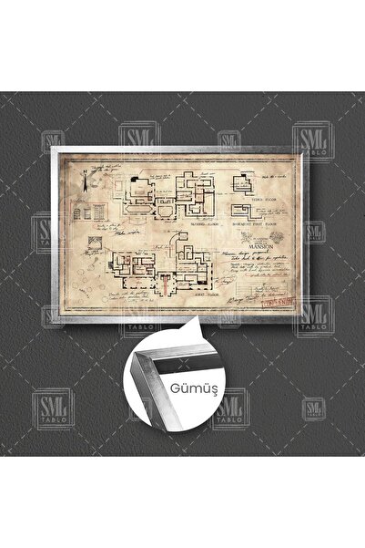 SML TABLO Resident Evil Oyun Haritası Dekor Çerçeveli Yatay Kanvas Tablo