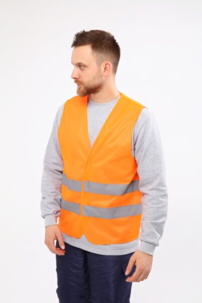 Çamdalı İş Elbiseleri Warning Vest Velcro Pocketless Neon Orange