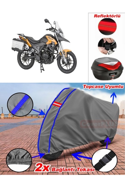 CoverPlus Blue Stitched Gray Mondial Rx1I Evo Tarpaulin Topcase Rear Bag Comp...