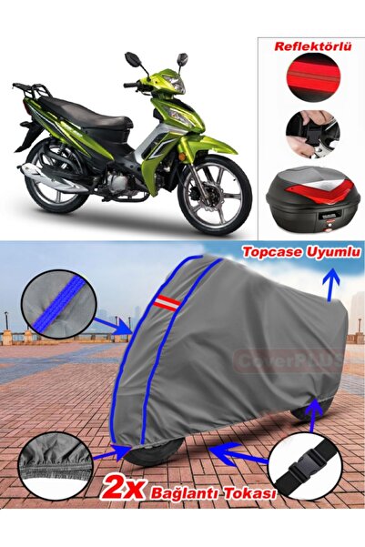 CoverPlus Blue Stitched Gray Motoran Zs 100 Tarpaulin Topcase Rear Bag Compat...