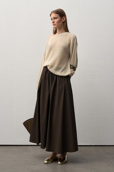 mathilda store Women's Bitter Brown Sandra Flounce Midi Skirt