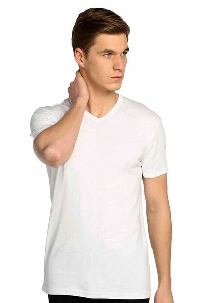 KEYAL Tutku 12 Pieces White Color V-Neck Undershirt