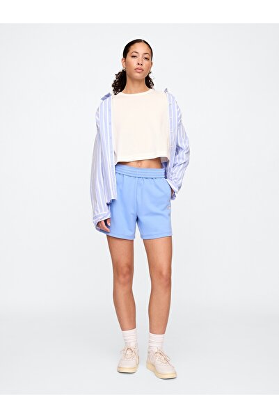 GAP Kadın Mavi Vintage Soft Gap Logo Fransız Havlu Kumaş Şort