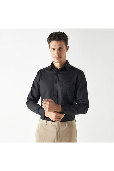 FAV Textured Shirt with Pocket and Long Sleeves