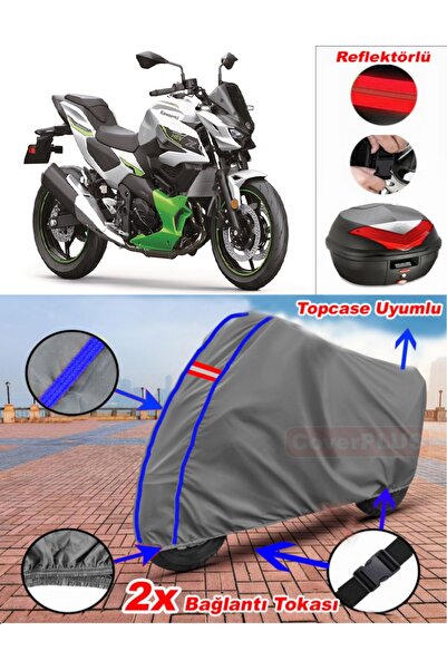 CoverPlus أزرق مخيط رمادي Kawasaki N?NJA7 HYBRID Tarpaulin Topcase Rear Bag م...