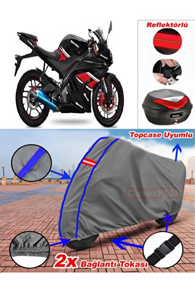 CoverPlus أزرق مخيط رمادي يوكي YK250-21 R-Samurai القماش المشمع Topcase الخلف...