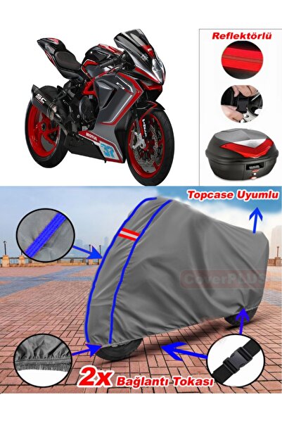CoverPlus أزرق مخيط رمادي MV Agusta F3 800 RC القماش المشمع Topcase الخلفي حق...