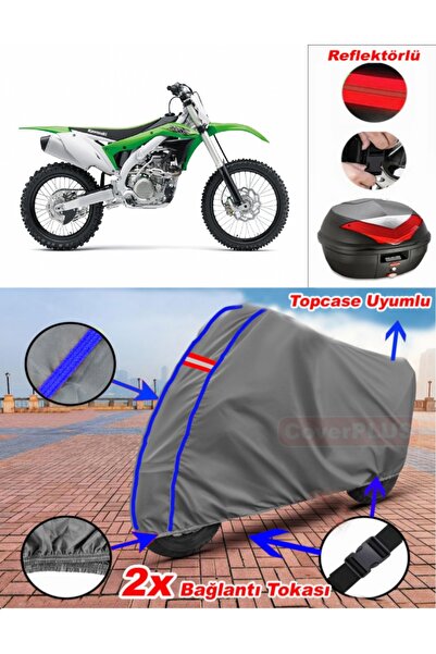CoverPlus حقيبة خلفية من القماش المشمع Kawasaki KX 450F باللون الرمادي مع خيا...