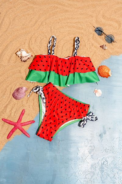 Minipodyum Girl's Watermelon Patterned Bikini Set