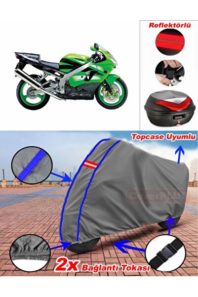CoverPlus Blue Stitched Gray Kawasaki Zx-9 R Tarpaulin Topcase Rear Bag Compa...