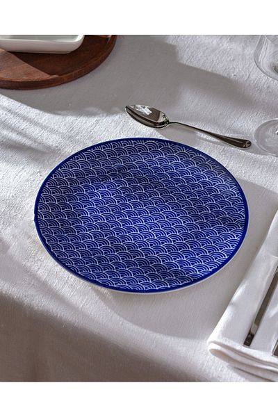 Madame Coco Reve Bleu Saphir Serving Plate - 25 cm - Blue/White