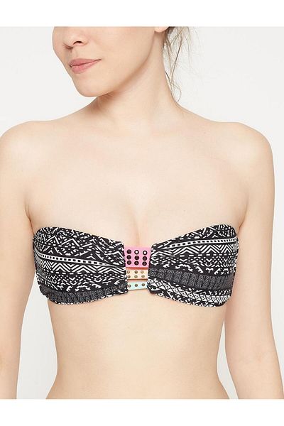 DEEP BEACH Colorful Stripe Detailed Bikini Top