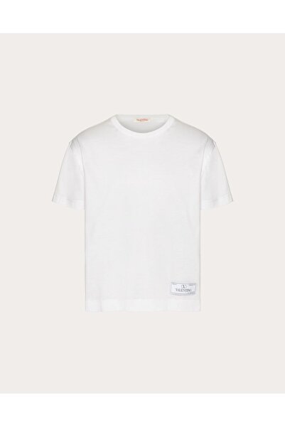 BrandsBoutique تيشيرت قطن بقصة عادية مع شعار مطرز