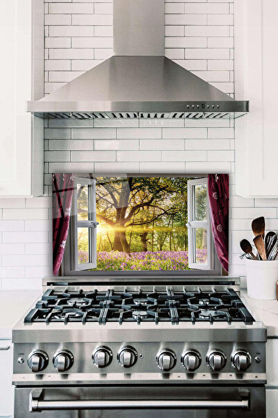 Window to Nature Glass Stove Back Protector, Heat Resistant, Countertop Built-in and Kitchen Protection