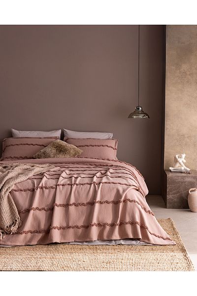 Madame Coco Rostrenen Single Cotton Bedspread - Powder