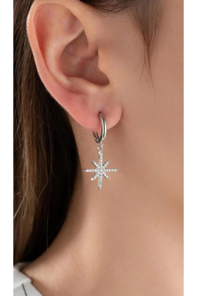 Ervalina Zirkon Taşlı Sallantılı Kutup Yıldızı Xuping Gümüş Küpe