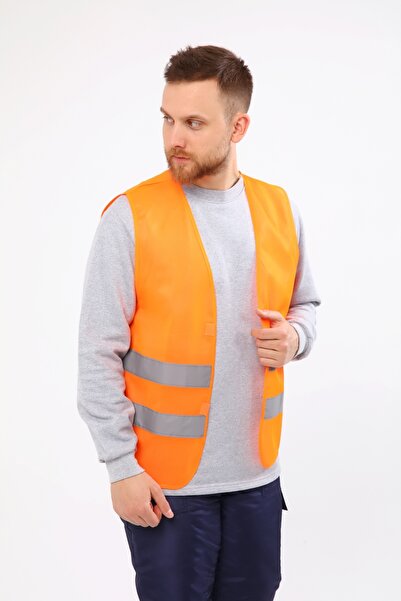 Çamdalı İş Elbiseleri Warning Vest Velcro Pocketless Neon Orange
