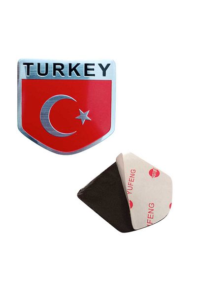 Oto Aksesuarcım العلم التركي تركيا ملصق مكتوب ملصق معدني 5 سم