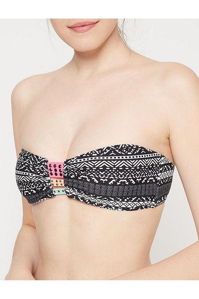 DEEP BEACH Colorful Stripe Detailed Bikini Top