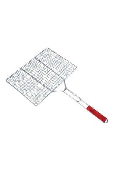 ROYALFORD Foldable Portable Stainless Steel Barbecue Grill Indoor And Outdoor Silver/Red 43x30x70cm