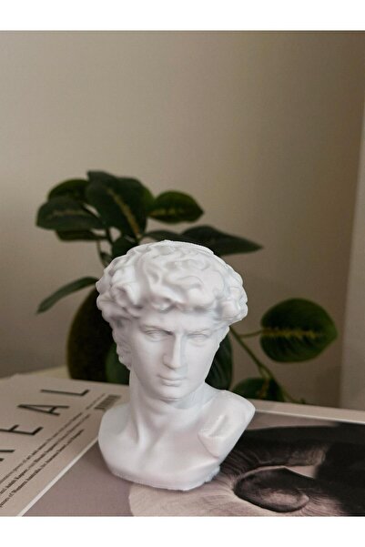 THE SB DESIGN Dekoratif David (DAVUT) Heykel Figür Büst Beyaz