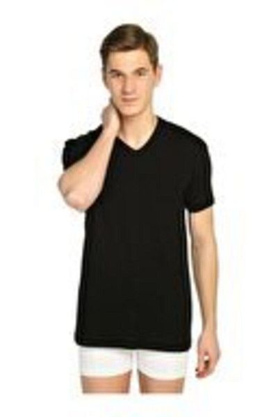 KEYAL Tutku Men's 1"Pcs Black Ribbed Cotton V-Neck Undershirt 0107