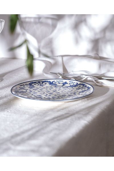 Madame Coco Reve Bleu Serenity Pasta Plate - 19 cm - Blue/White