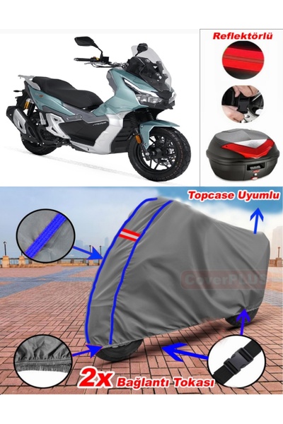 CoverPlus Blue Stitched Gray Rks Freccia 150 Tarpaulin Topcase Rear Bag Compa...
