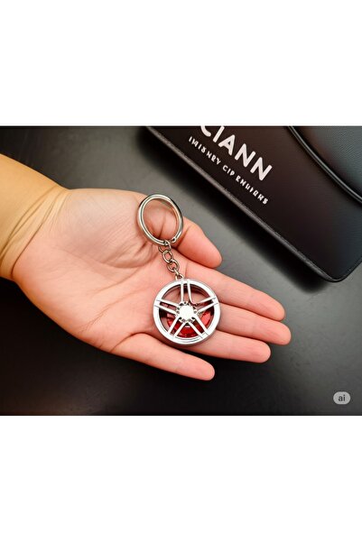 glanssieraad Metal Jant Döner Disk Lüks Anahtarlık – Tekerlek Görünümlü, Dönm...