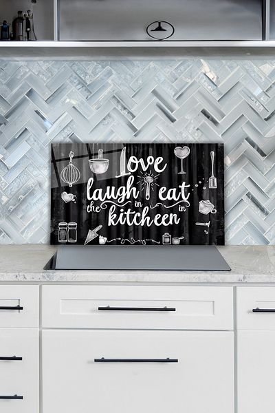 Vosevu واقي خلفي للموقد الزجاجي للمطبخ من Love Laugh Eat، مقاوم للحرارة، ومضاد للانزلاق على سطح الطاولة وحماية المطبخ