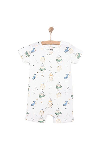 ebebek Hello Baby HelloBaby Yenidoğan Erkek Bebek Kısa Tulum İnterlok Ekru