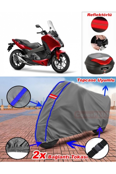 CoverPlus Blue Stitched Gray Honda Nc 700 Dc Integra Tarpaulin Topcase Rear B...