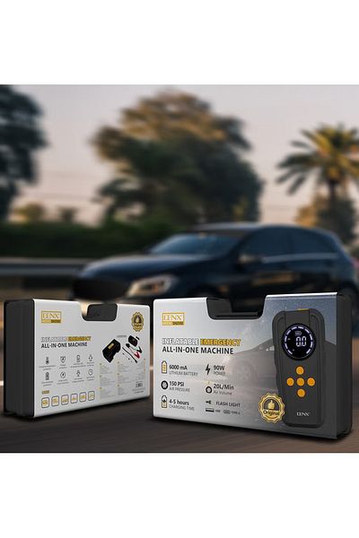 Denx جهاز طوارئ قابل لنفخ اطارات السيارة متعدد الاستخدامات