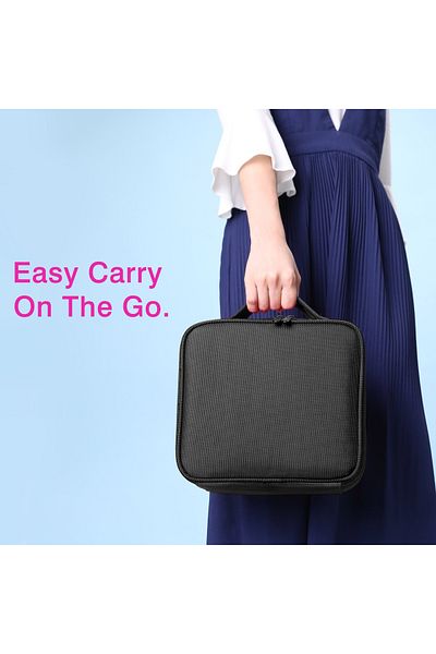 TECOS Textile Travel Bag For Cosmetics, Dimensions 25, 5x 23x 9 Cm, Double Zipper, Black