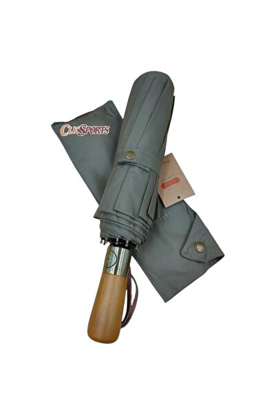 parachase Premium Ahşap Saplı Çift Gölgelikli Ahşap Saplı Otomatik Şemsiye - Çıtçıt Kılıflı