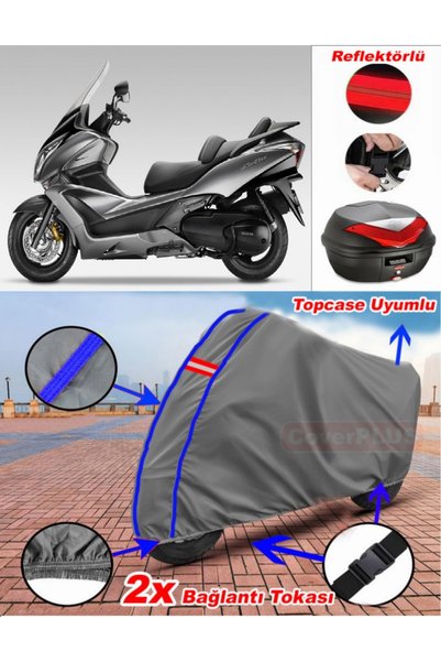 CoverPlus Blue Stitched Gray Honda Sw T600 Tarpaulin Topcase Rear Bag Compati...