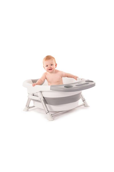 Jungle Foldable baby bathtub, Bo Jungle, height adjustable, plastic and silicone, gray with white