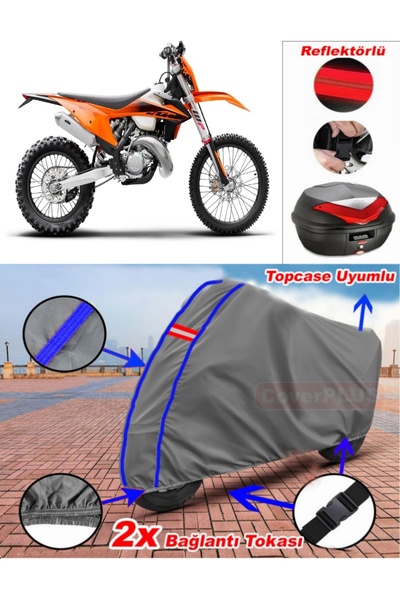 CoverPlus حقيبة خلفية من القماش المشمع باللون الرمادي KTM 150 EXC TPI باللون ...