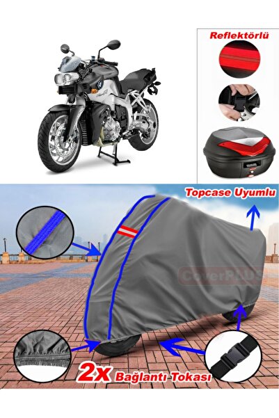 CoverPlus Blue Stitched Gray Bmw K 1200 R Tarpaulin Topcase Rear Bag Compatib...