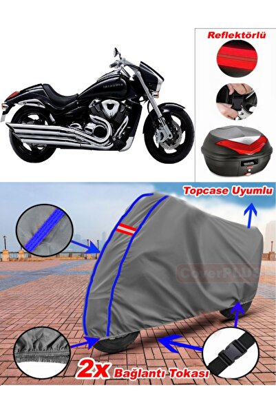 CoverPlus أزرق مخيط رمادي سوزوكي VZR 1800 دخيل القماش المشمع Topcase الخلفي ح...