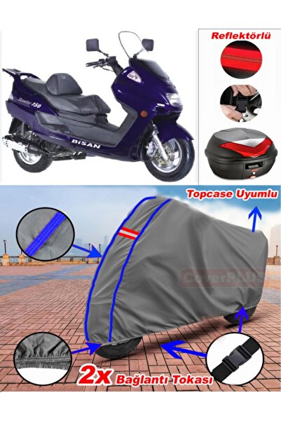 CoverPlus Blue Stitched Gray Bisan Senator 150 Tarpaulin Topcase Rear Bag Com...