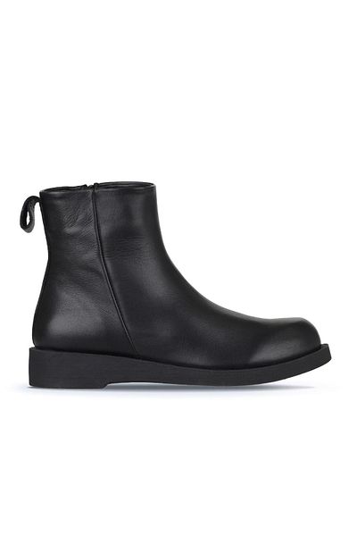 Bueno Shoes Μαύρα δερμάτινα γυναικεία μποτάκια - Flat Model 01wz8901