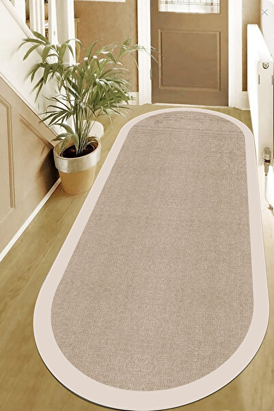 MUA HOME DECOR Oval Dijital Baskı Yıkanabilir Kaymaz Taban Salon Halısı Mutfa...